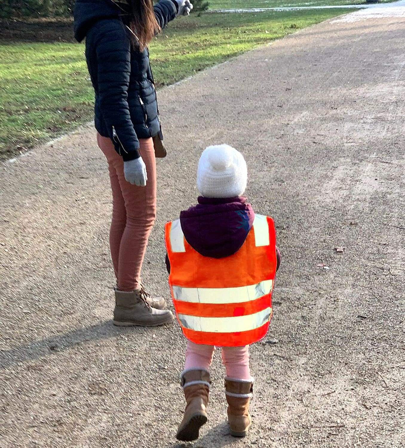 Prowiste Warnweste 2 Kinder Warnwesten Sicherheitsweste Orange (Set, 2-tlg) 360 Grad Sichtbarkeit - Waschbar bei 40 Grad