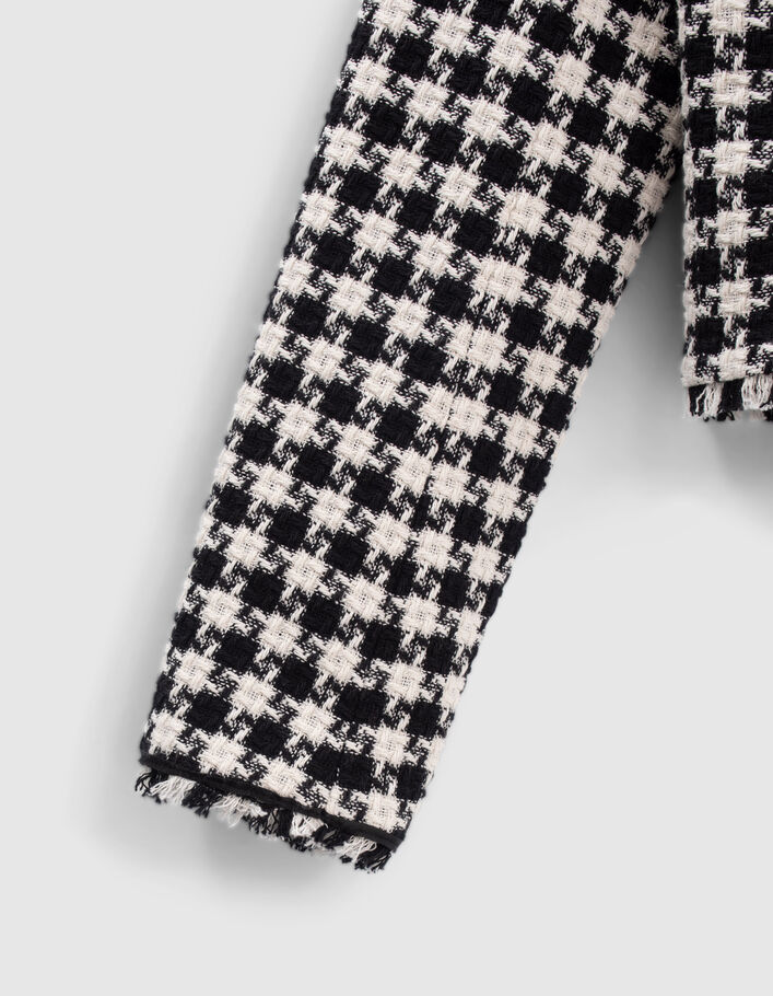 Veste noire effet tweed à motif pied-de-coq Femme