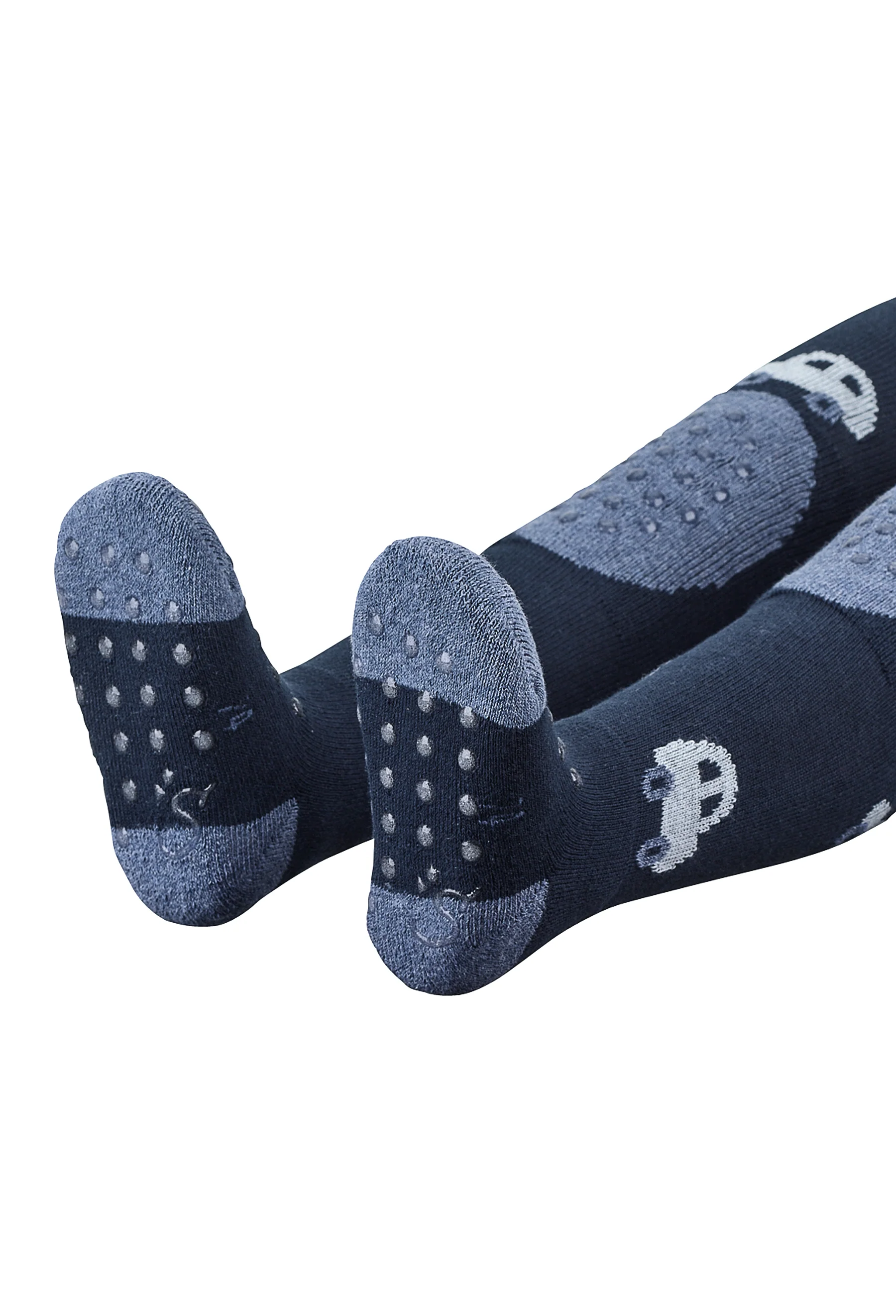 Krabbelstrumpfhose Auto mit Po-Motiv in Marine