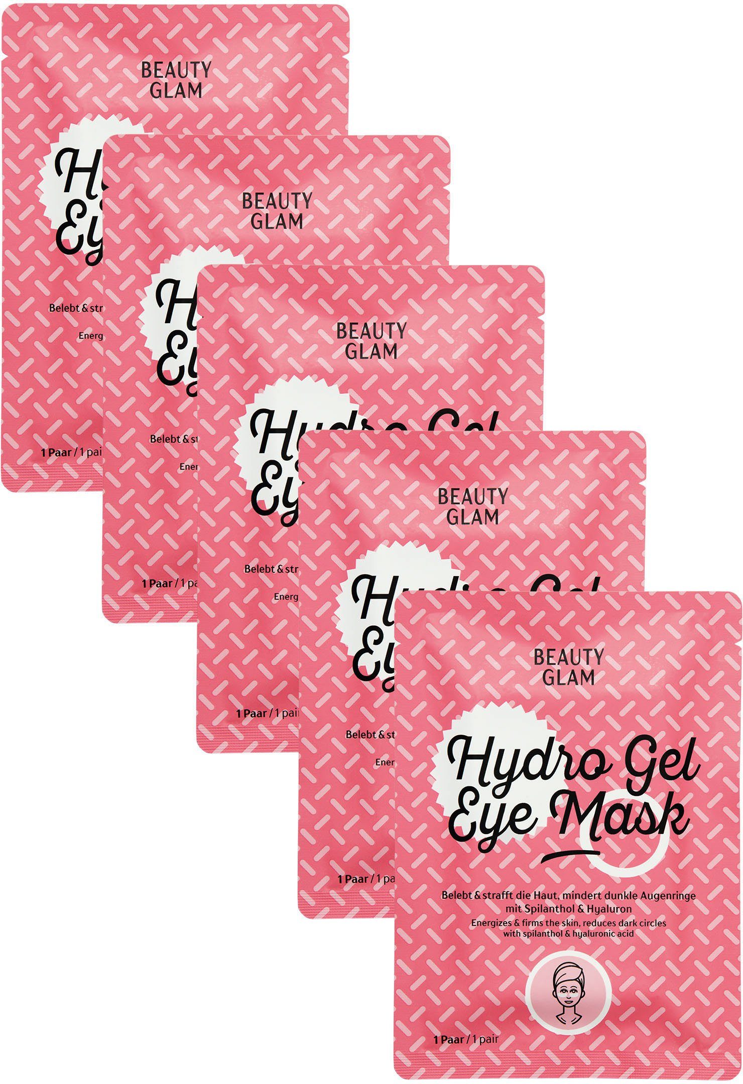 BEAUTY GLAM Gesichtsmasken-Set Beauty Glam Hydro Gel Eye Mask Set, 5-tlg.