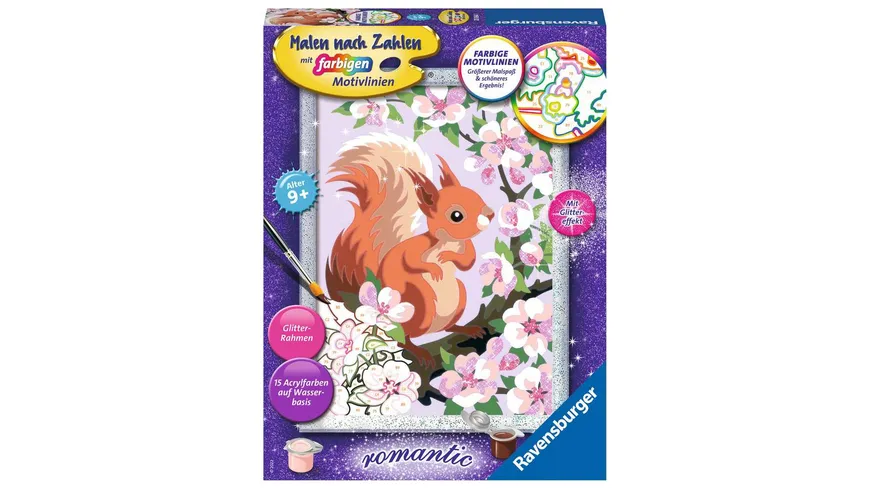 Ravensburger Beschäftigung - Malen nach Zahlen - Neugieriges Eichhörnchen – Kinder ab 9 Jahren