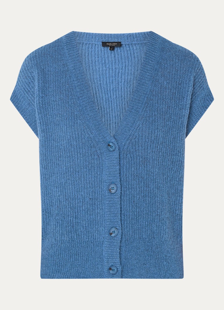 Cardigan tricotat cu nervuri Claudia Sträter, cu decolteu în V, din amestec de lână alpaca.