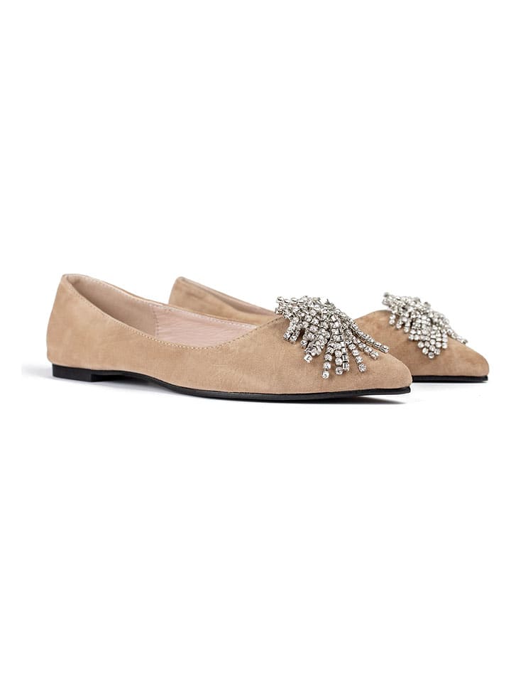 loft37 Leder-Ballerinas in Beige günstig kaufen