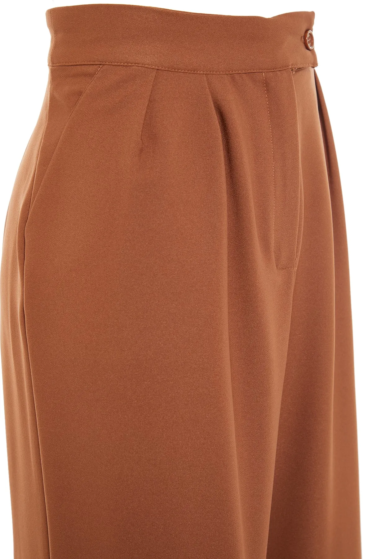 Trendyol Collection  Braune Webhose mit weitem Bein und hoher Taille TWOAW22PL0066