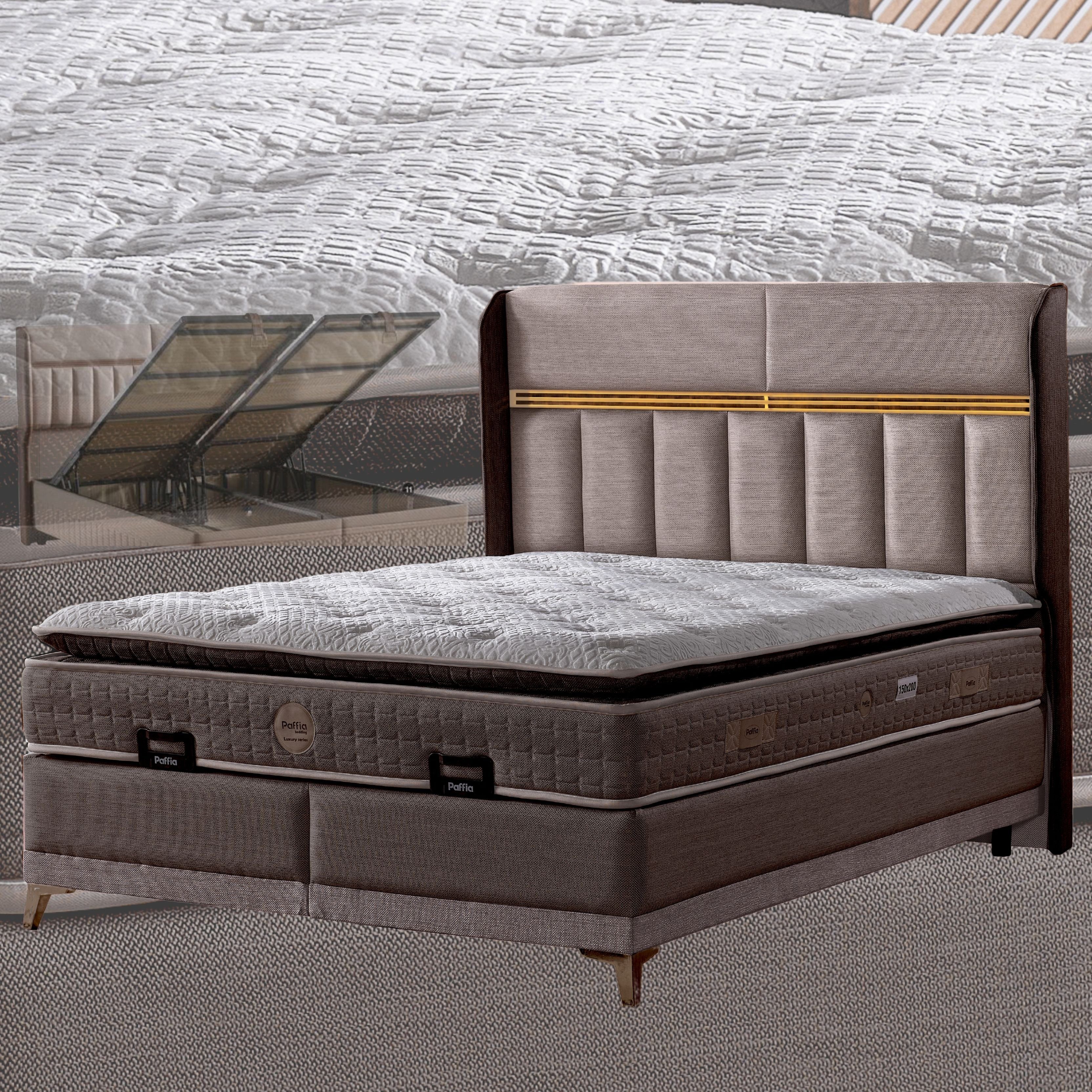 Moln Boxspringbett Boxspringbett 160x200 cm inkl. Matratze mit Topper Dolce (Bett 160x200, 2x Bettkästen + Matratze + Kopfteile), inklusive Topper