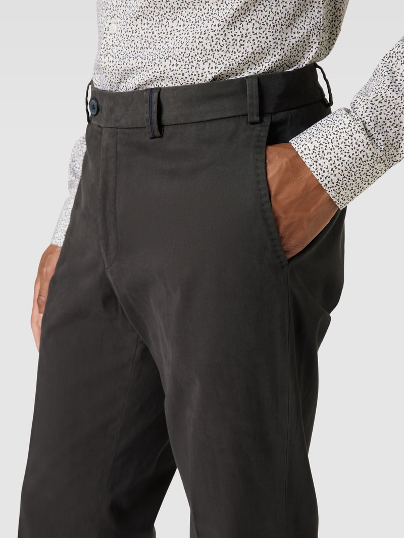 Regular Fit Chino mit Paspeltaschen Modell 'PEAKER' in anthrazit
