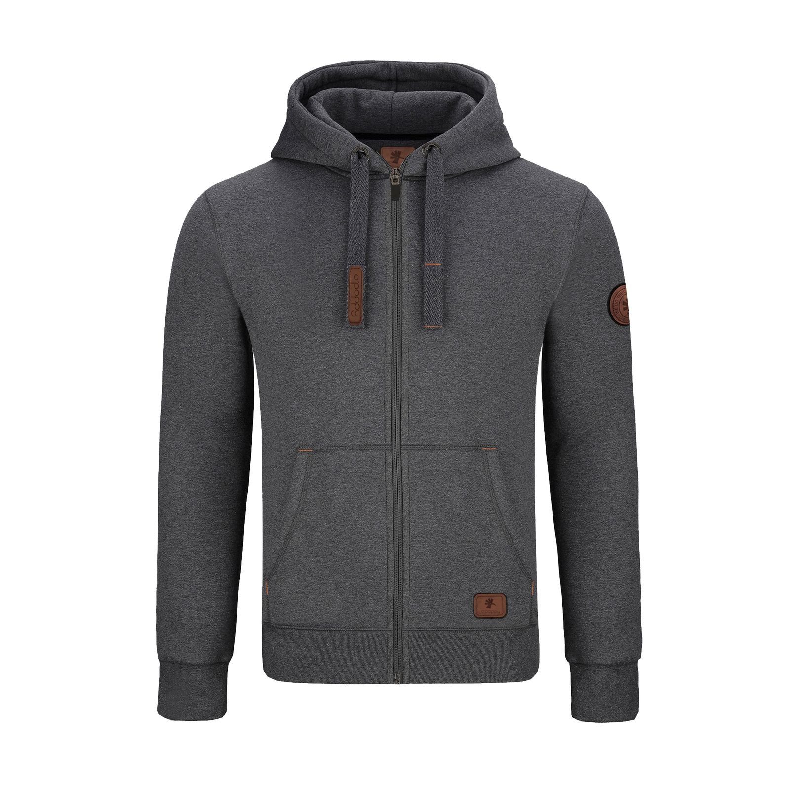 O'Poppy Jogginganzug Herren Lederpatch darkgrey (2-tlg), mit Kapuze, Eingriffstaschen und Lederpatches