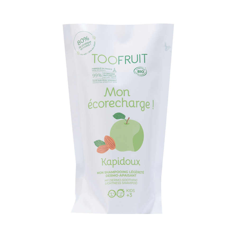 toofruit Kapidoux, Shampoing dermo-apaisant BIO Pomme - Amande ECORECHARGE Shampoing légèreté dermo-apaisant