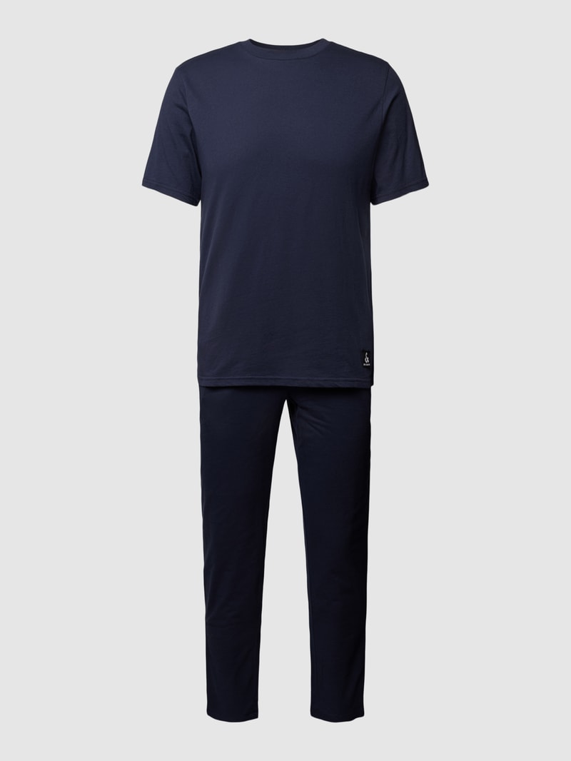 Pyjama mit Label-Detail Modell 'BASIC' in blau