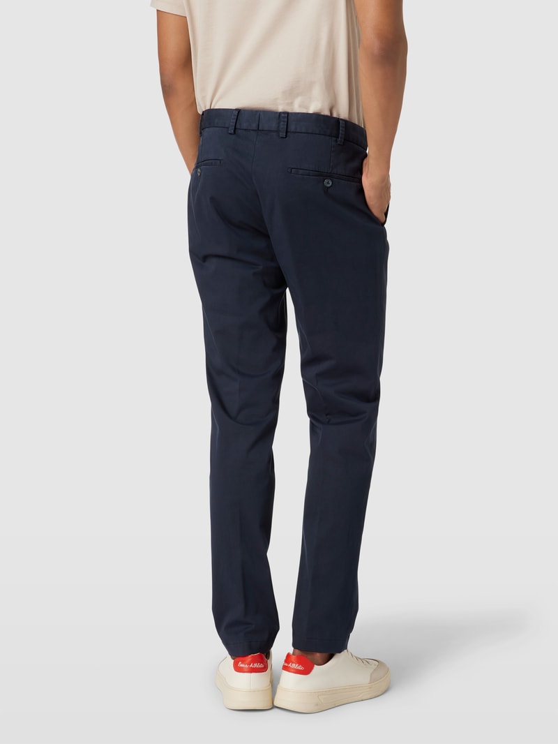 Regular Fit Chino im unifarbenen Design Modell 'Tilo' in marineblau