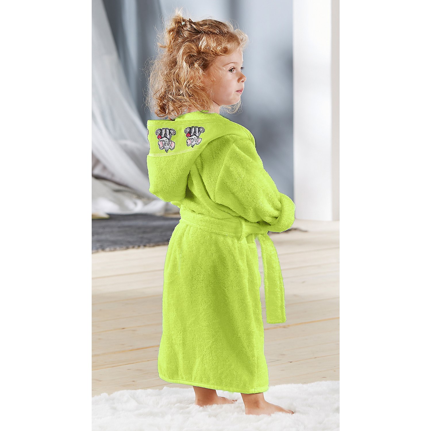 buttinette Kinder-Bademantel, Größe 122/128, lemon