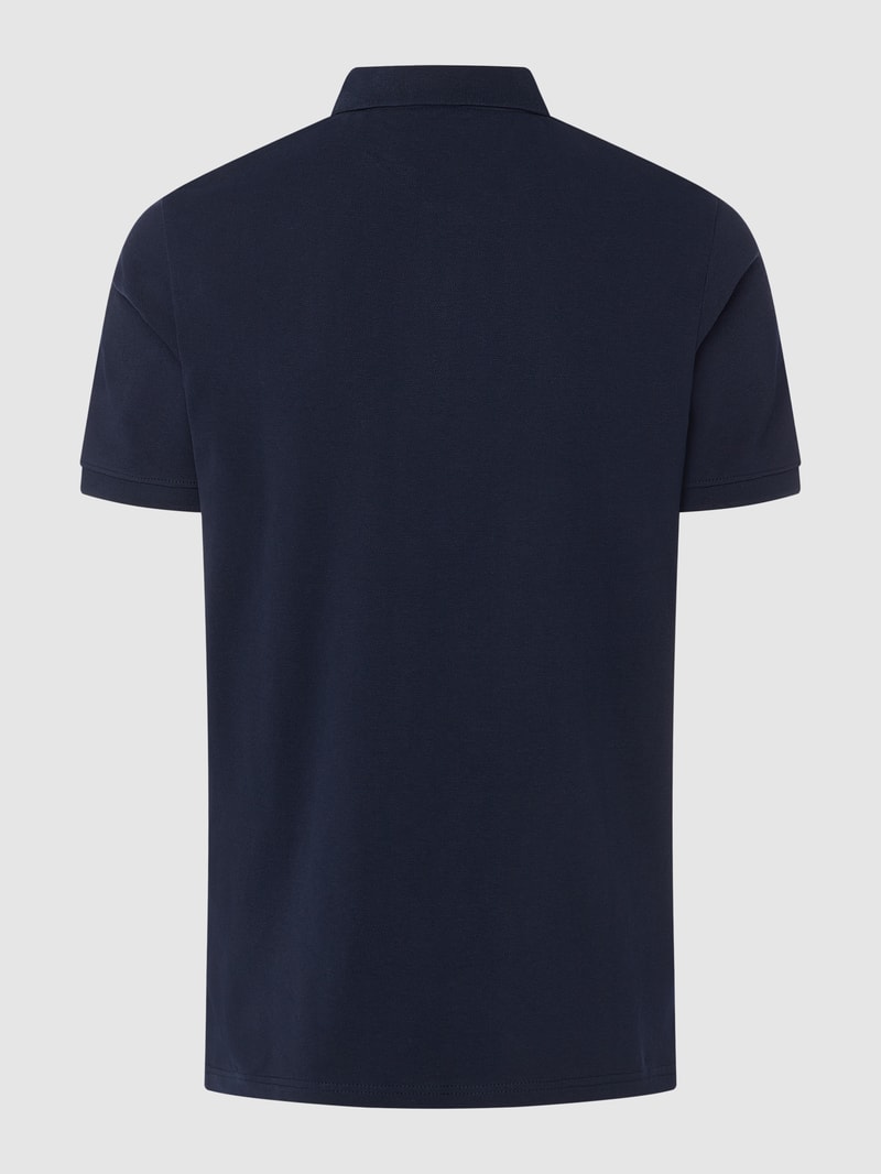 Poloshirt mit Logo-Stitching Modell 'Basic' in marineblau