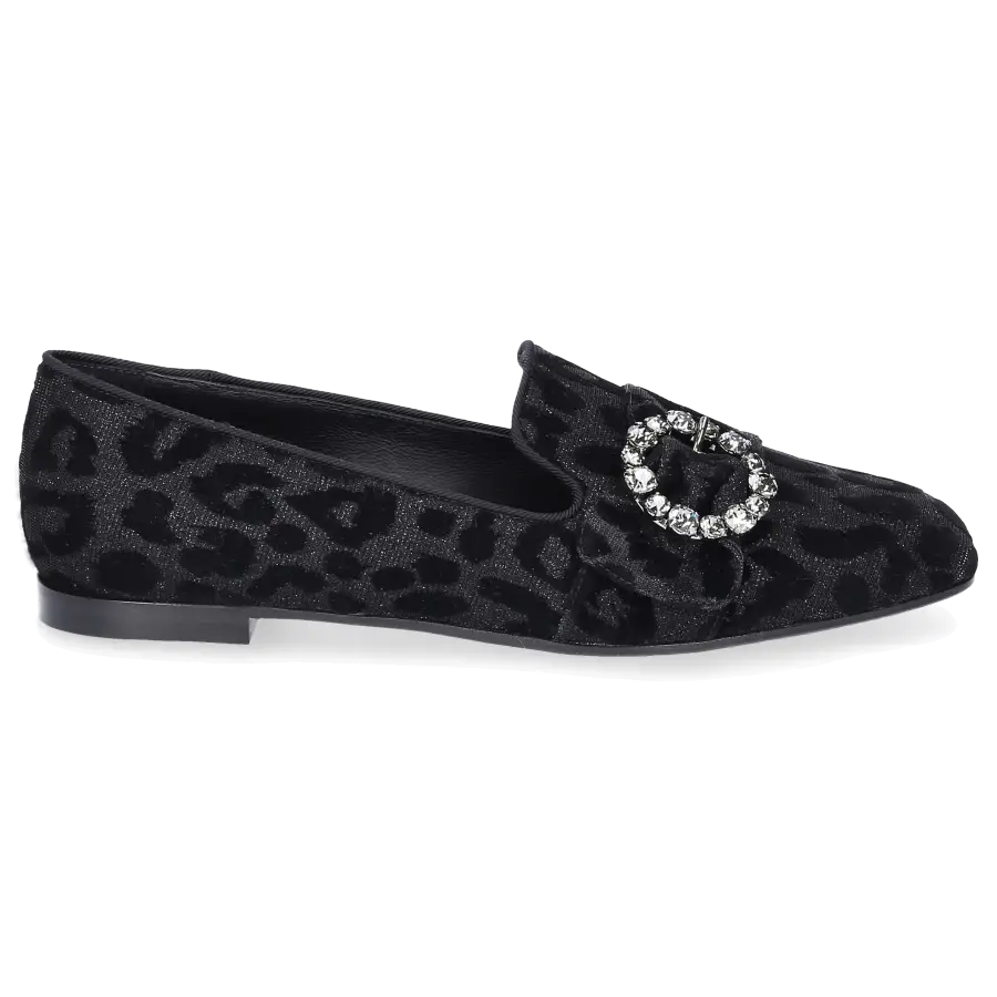 Dolce & Gabbana - Ballerinas JACKIE Kalbsleder Strassbrosche schwarz - schwarz