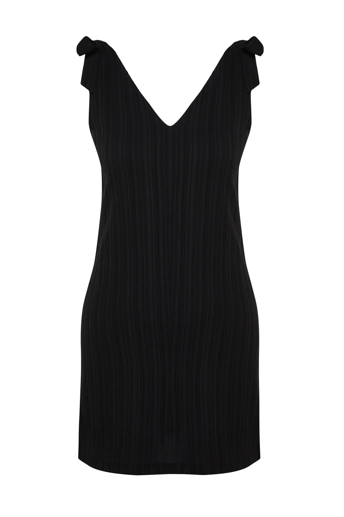 Trendyol Collection  Schwarzes, gewebtes Mini-Strandkleid zum Binden TBESS23EL00108