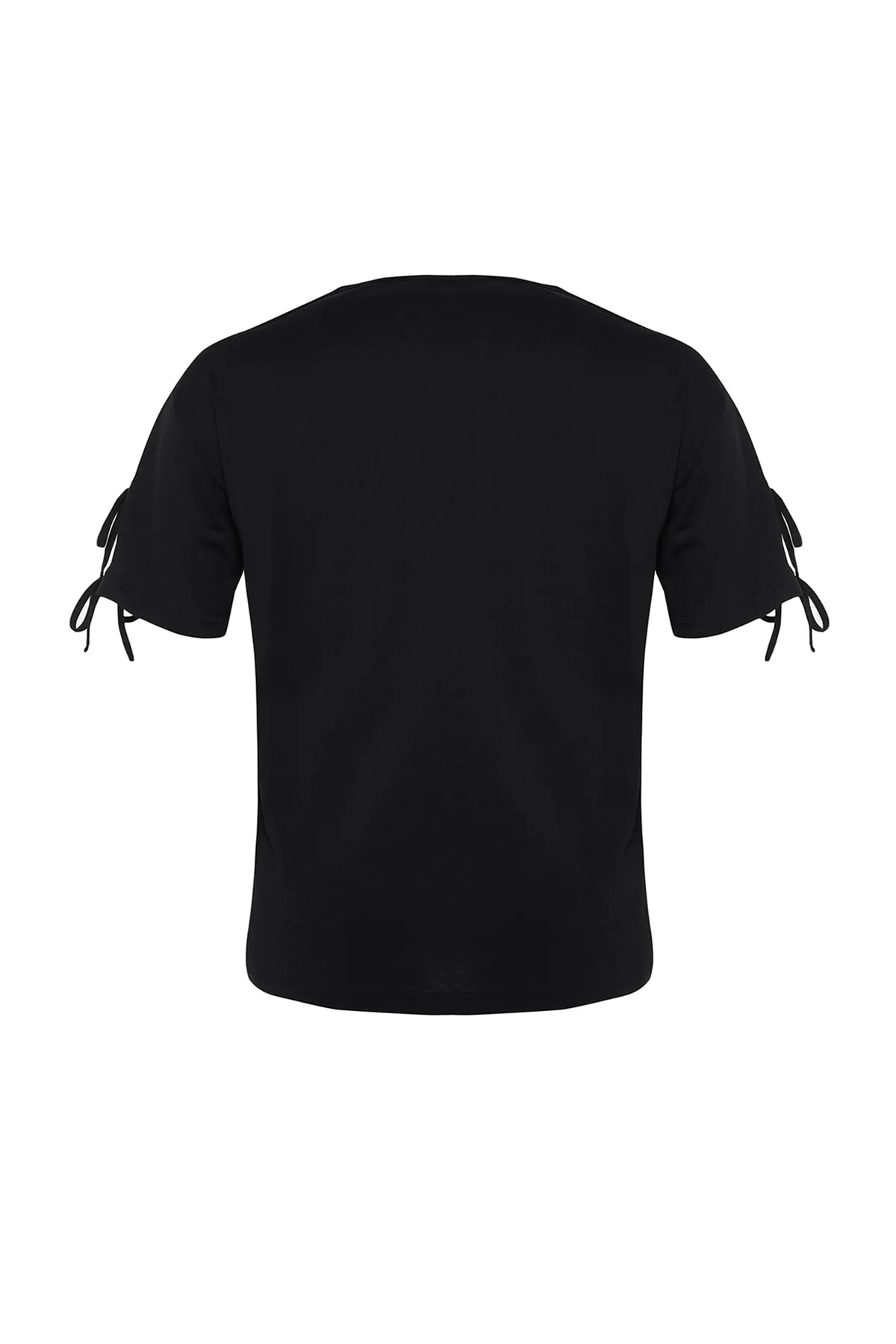Trendyol Curve  Schwarzes, detailliertes Strick-T-Shirt mit Ärmeln TBSSS22TS2291