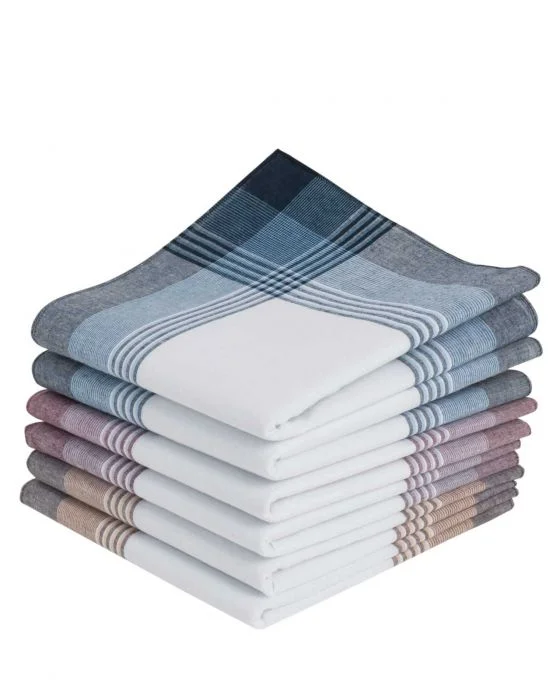 Lot de 12 mouchoirs pur coton à carreaux