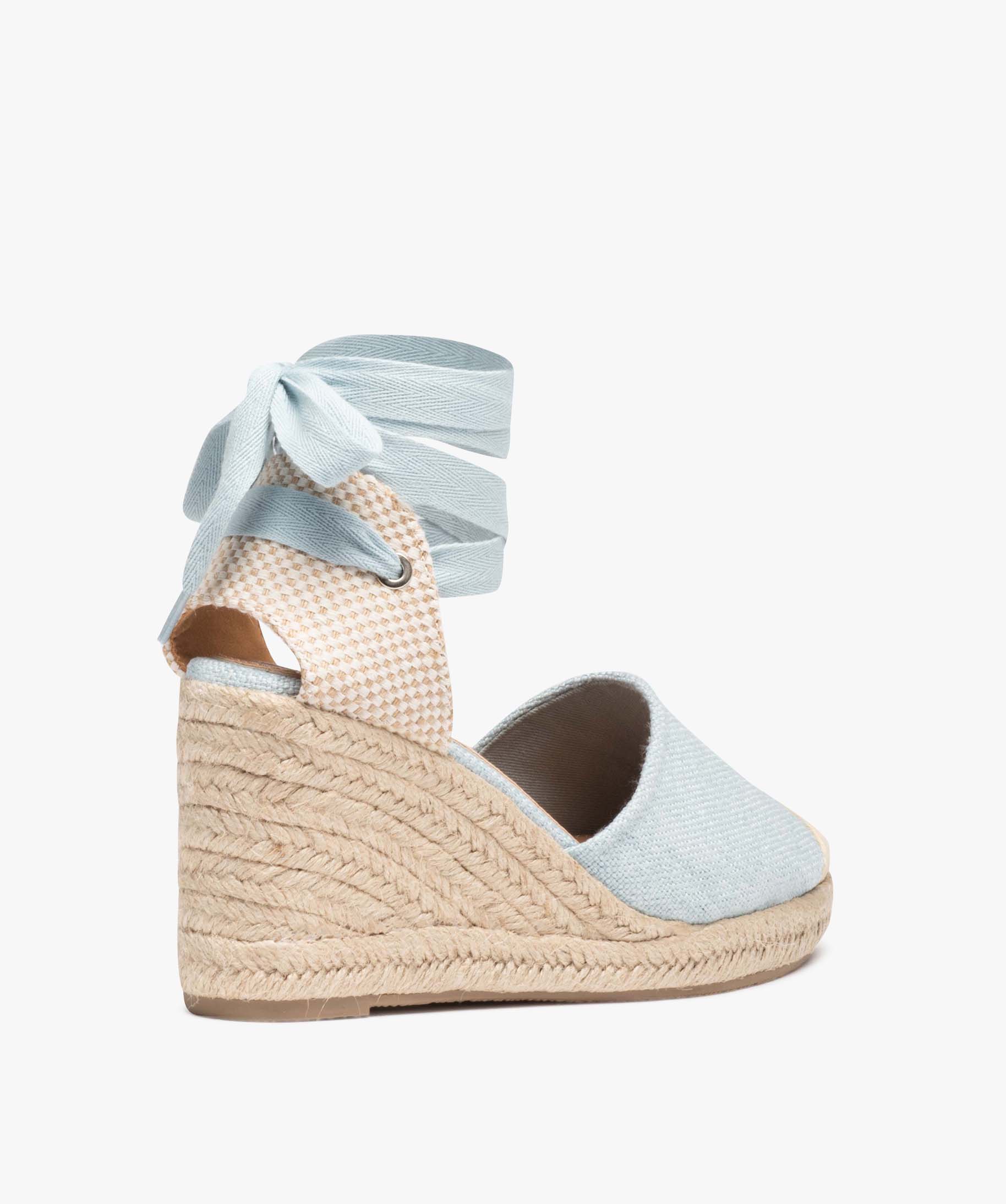 Sandale femme en toile denim à semelle compensée denim | GEMO