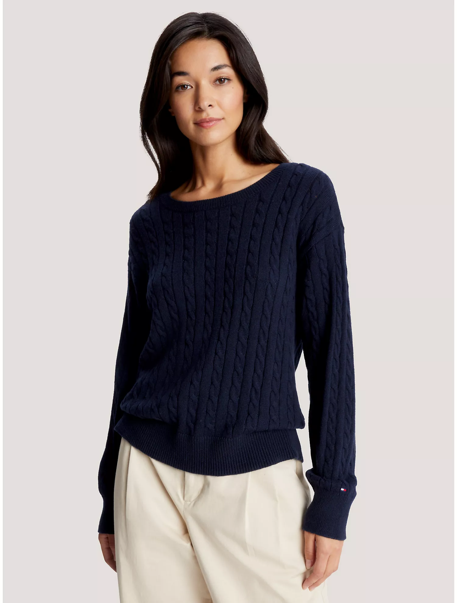 Relaxed Fit Cable Knit Sweater