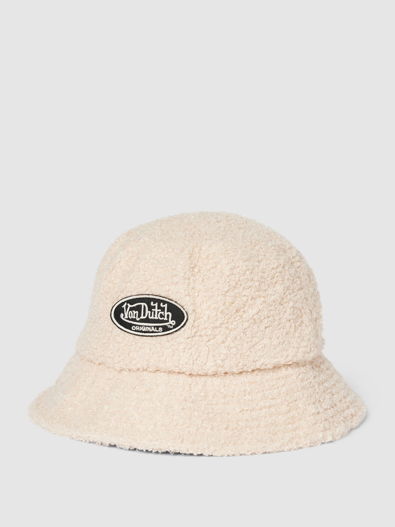 Fischerhut mit Label-Patch Modell 'BUCKET' in beige