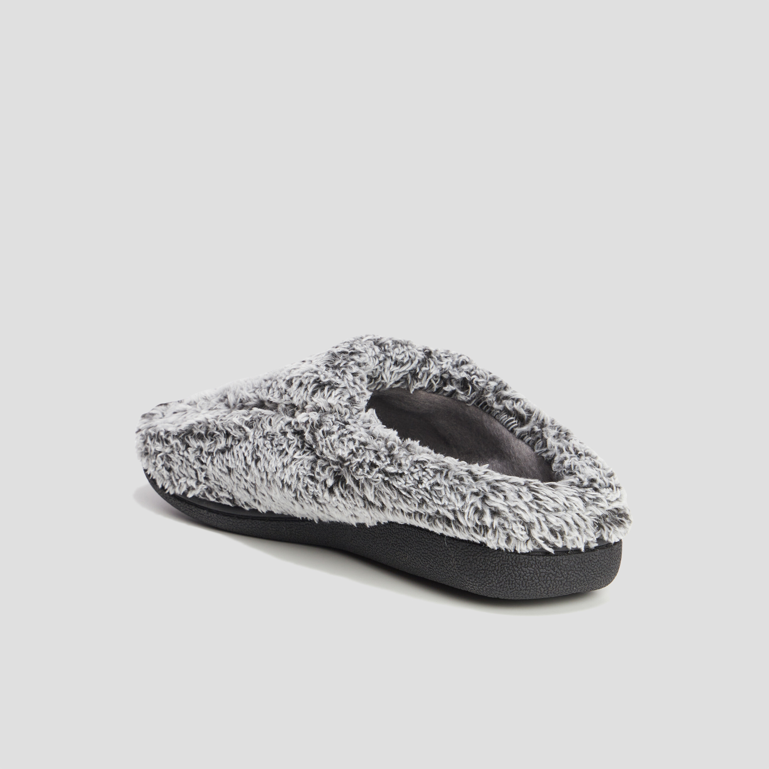 Chaussons mules fausse fourrure gris homme | La Halle
