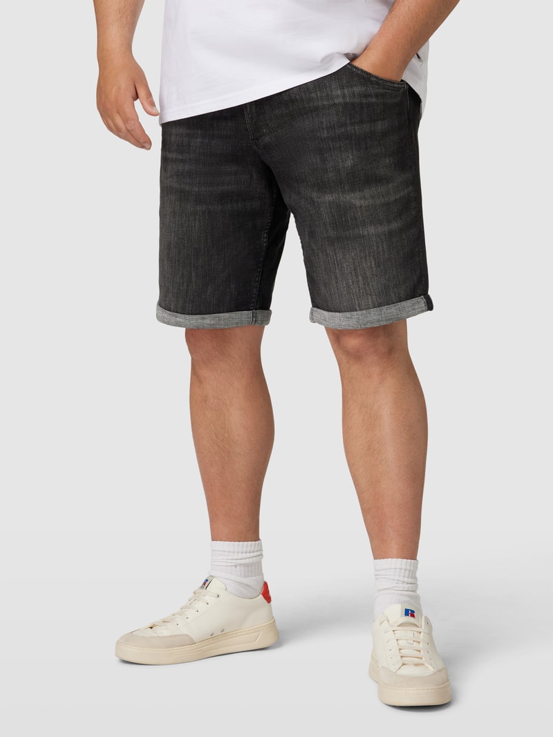 PLUS SIZE Jeansshorts mit fixierten Beinumschlägen Modell 'RICK' in schwarz
