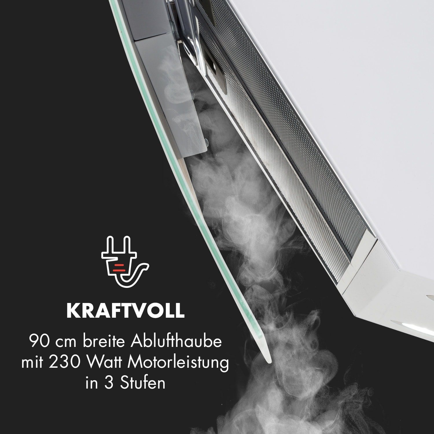 Klarstein Deckenhaube Serie TK15-Annabelle60WH Annabelle 60, Abzugshaube kopffrei Abluft Umluft Haube Wand