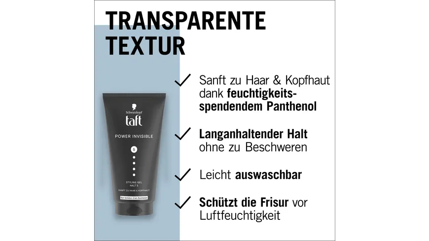 TAFT Styling Gel Power Invisible 150 ml Haltegrad 5 - sehr starker Halt 150 ml