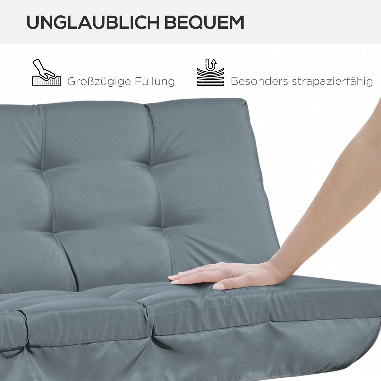 Outsunny Auflagen-Set für Hollywoodschaukel 170 cm Stuhlkissen Schaukelauflage Sitzkissen Gartenschaukel Gartenpolster Rückenkissen Seitenkissen Dunkelgrau
