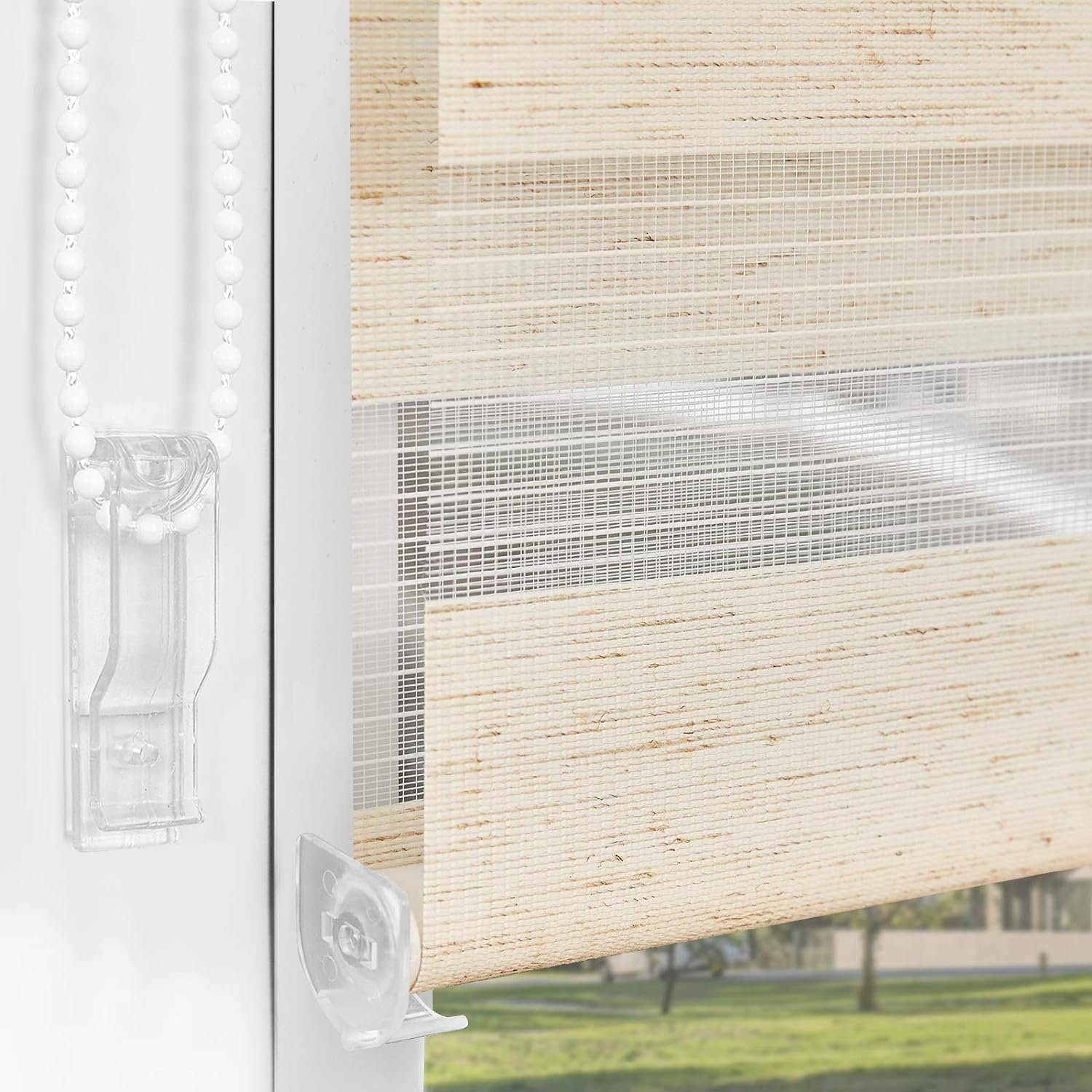 Doppelrollo rollos Ohne Bohren 130cm/150cm, Vkele, freihängend,Blickdicht,Lichtschutz und verspannt, Klemmträger,Klemmfix, rollo für Fesnter und Tür