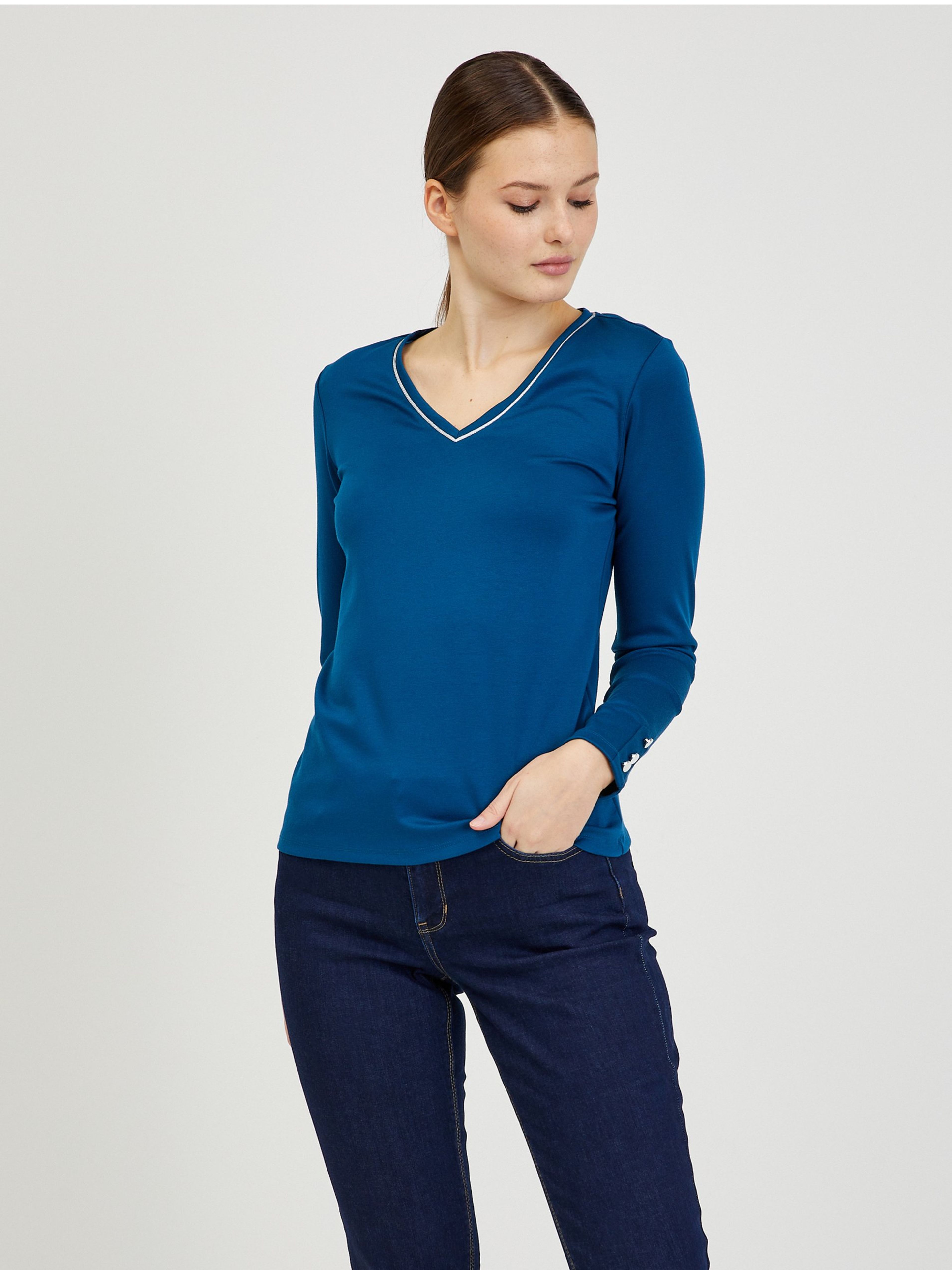 Blaues Damen Langarm T-Shirt ORSAY