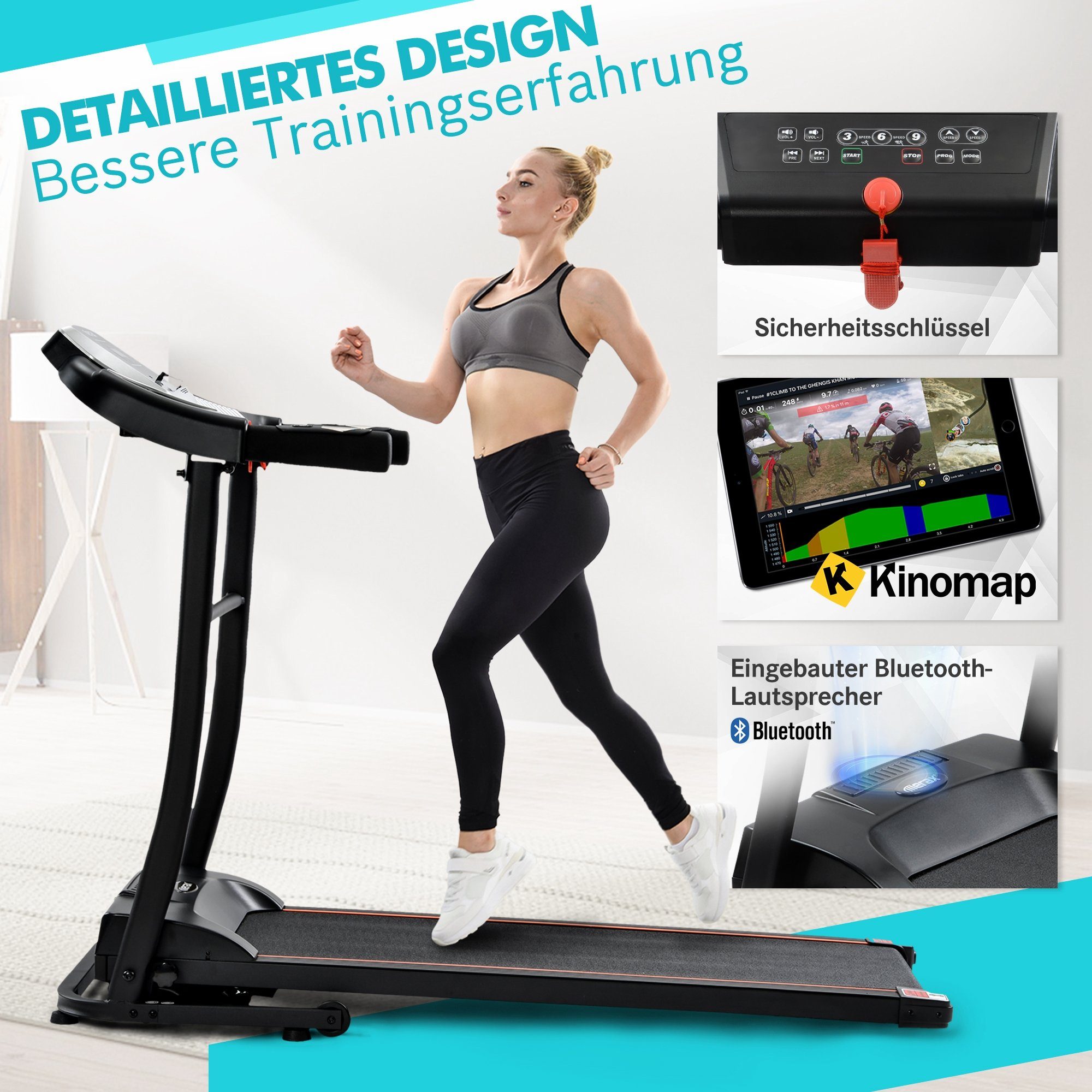 Mould King Laufband Faltbares Laufband,mit Kinomap-App,USB-Bluetooth und AUX-Konnektivität
