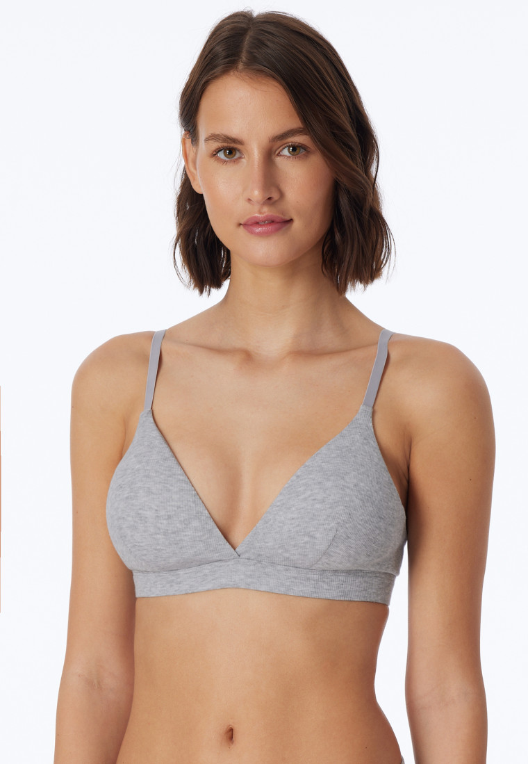 Soft-BH Doppelripp herausnehmbare Pads grau meliert - Pure Rib