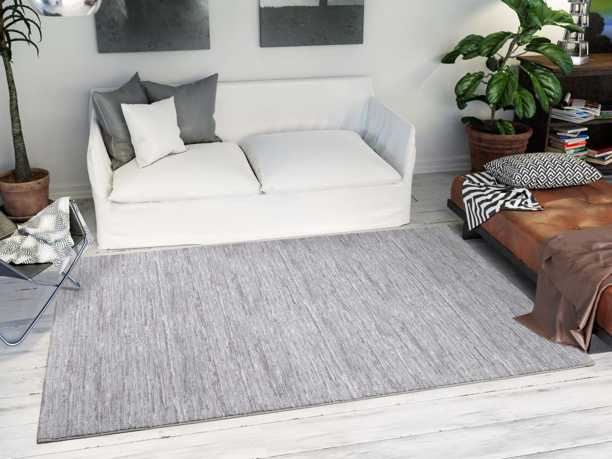 Webteppich Melange Uni Grau 160 x 230 cm