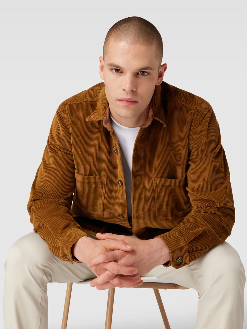 Overshirt aus Cord mit Umlegekragen in haselnuss braun meliert