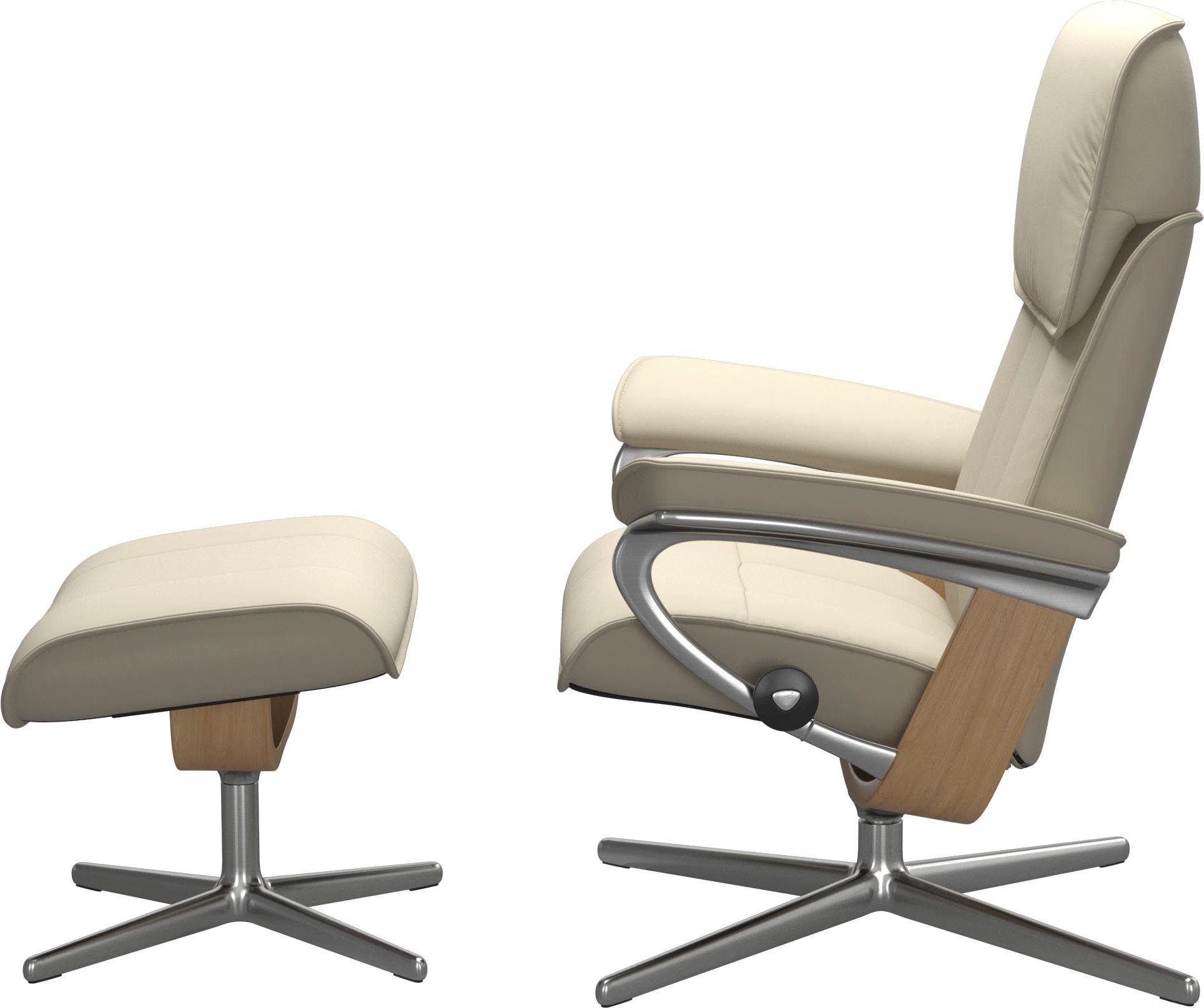 Stressless® Relaxsessel Admiral (Set, Relaxsessel inkl. Hocker), mit Cross Base, Größe M & L, Holzakzent Eiche