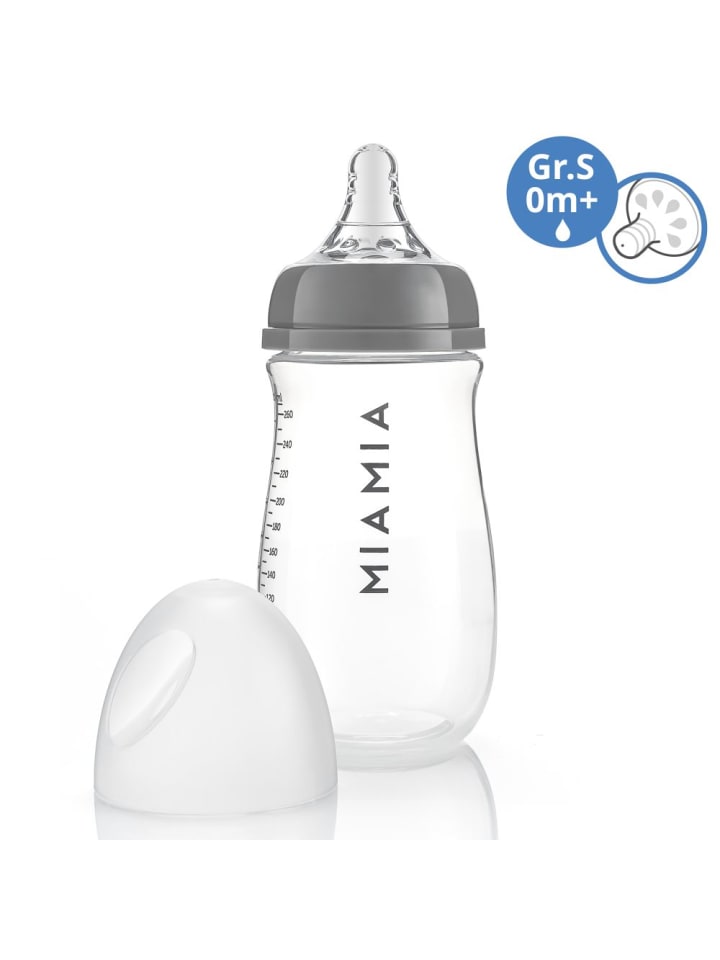 MiaMia PP-Flasche 260 ml mit Silikon-Trinksauger in grau günstig kaufen onesize