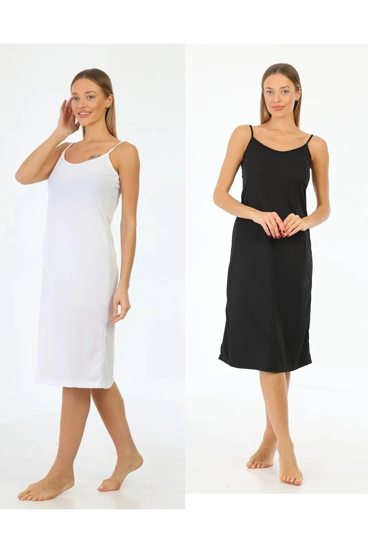 medipek  String Kleid Futter Unterwäsche Unterrock Schwarz Weiß 2er Set