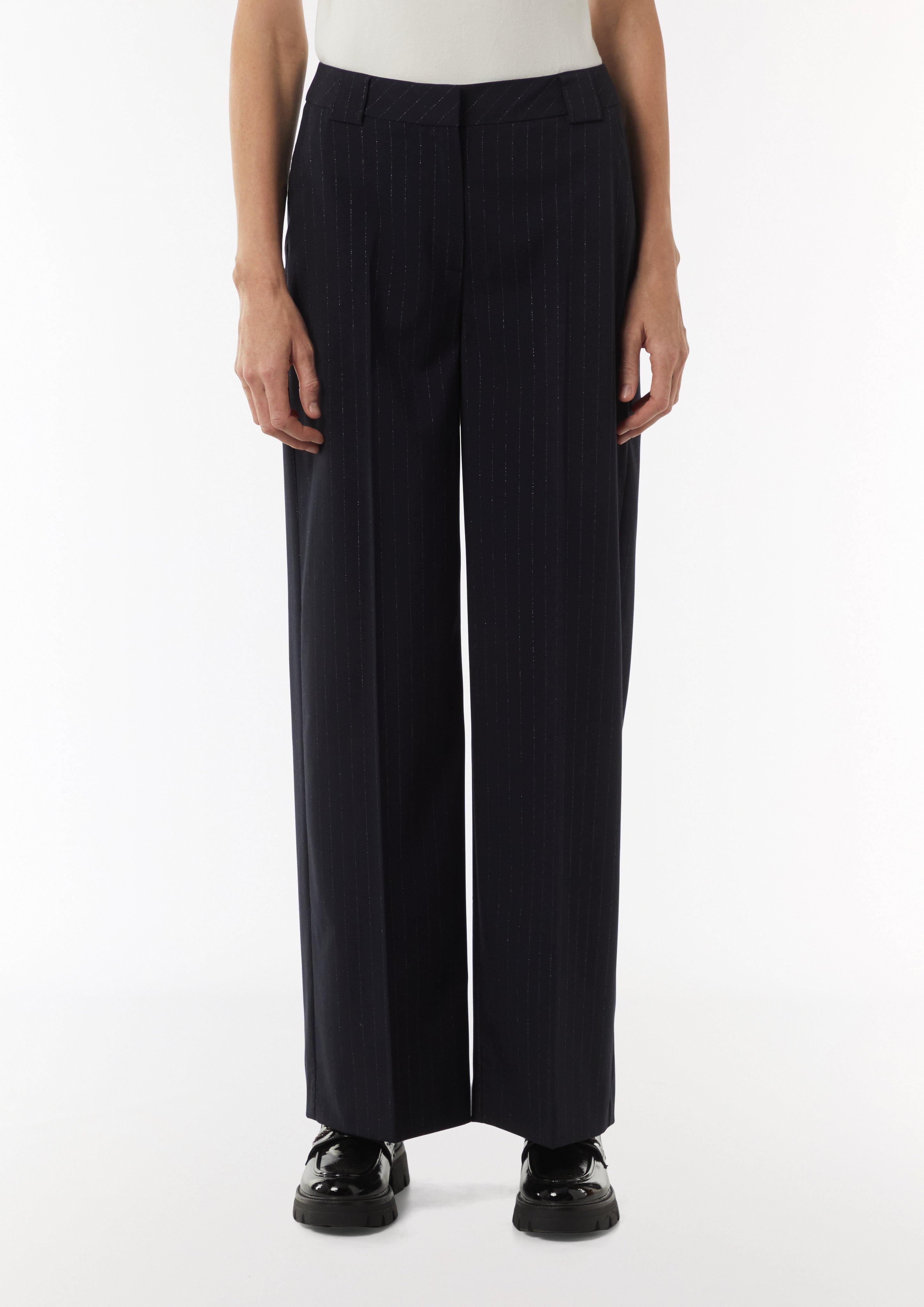 Nadelstreifen-Hose mit dezentem Lurexgarn - navy