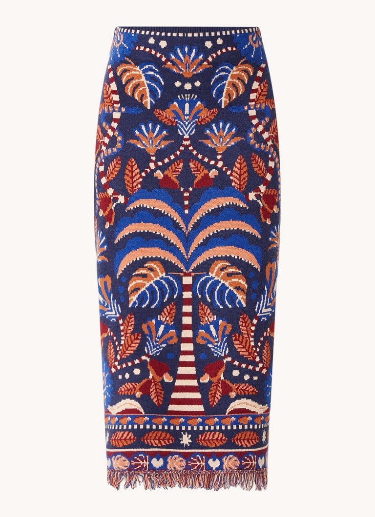 Robe midi en maille fine Farm Rio avec motif tricoté et franges