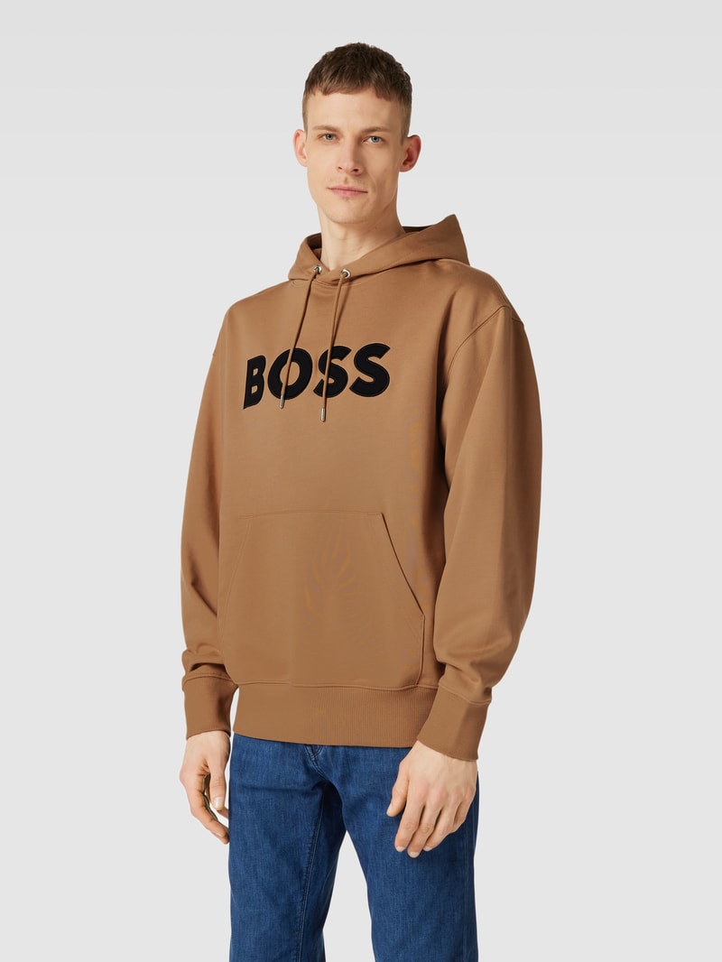 Hoodie mit Logo-Stitching Modell 'Sullivan' in beige