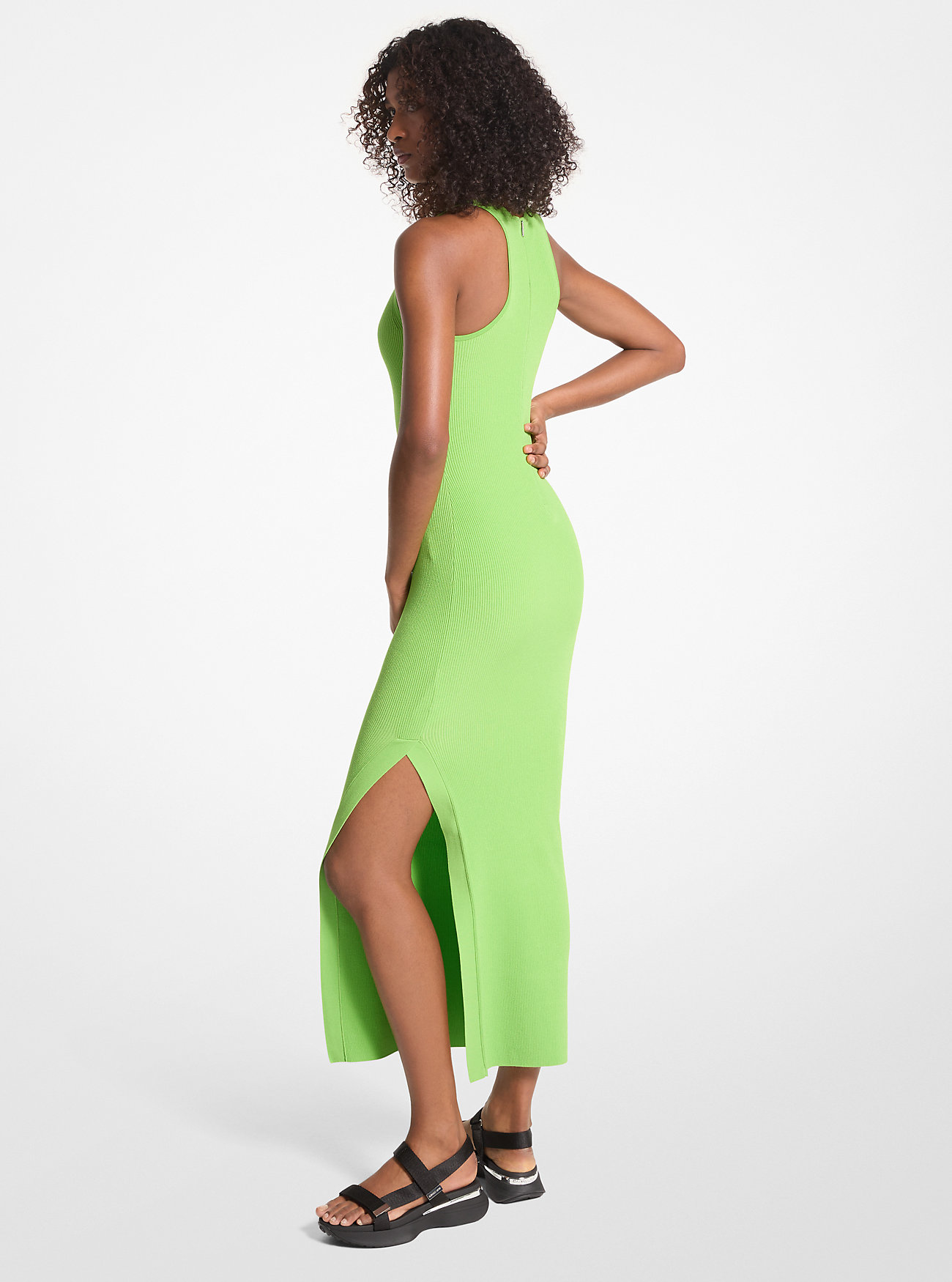 Ribbed Stretch Knit Tank Dress - GREEN APPLE