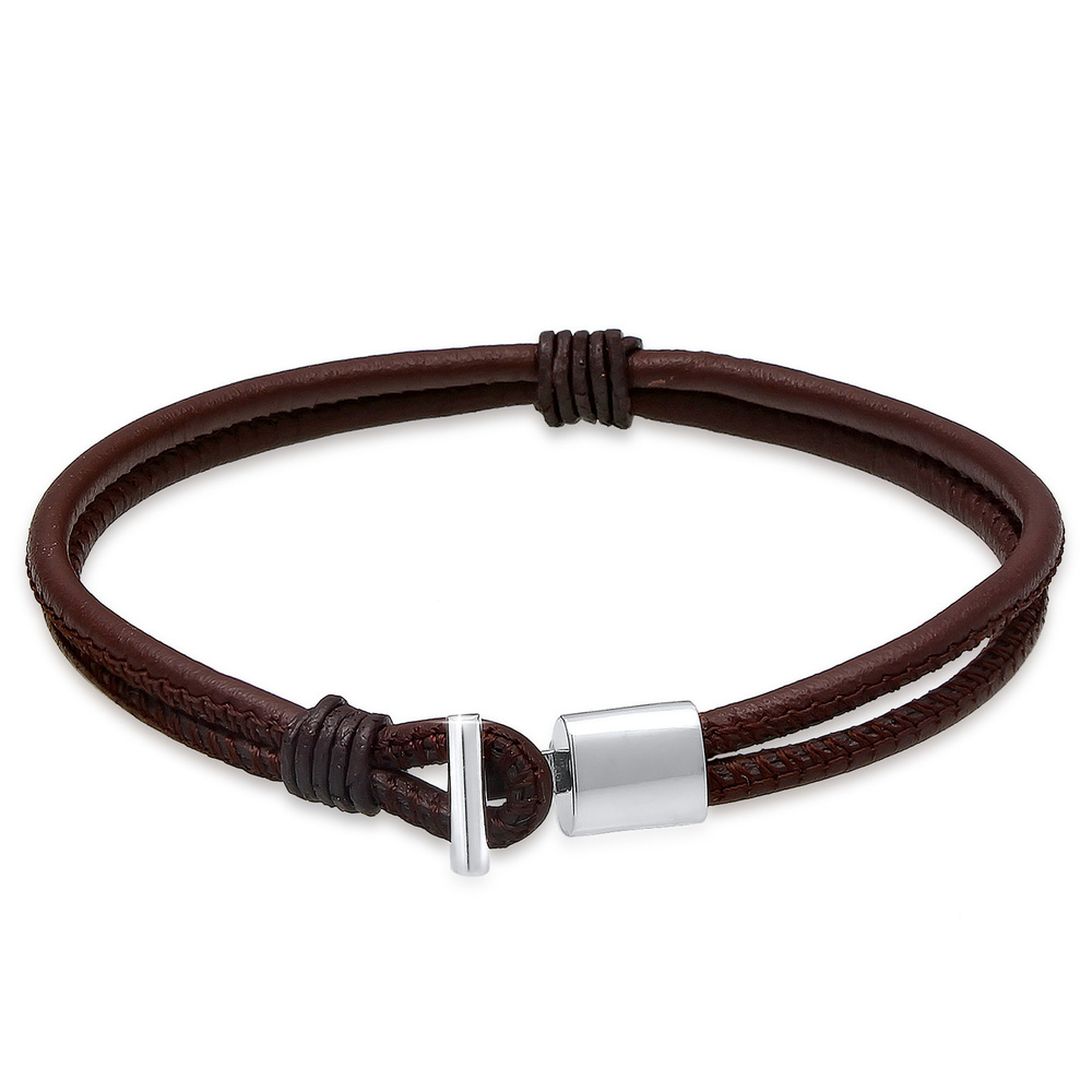 KUZZOI KUZZOI Bracelet Herren Basic Echtleder Knoten Haken 925er Silber Bracelet