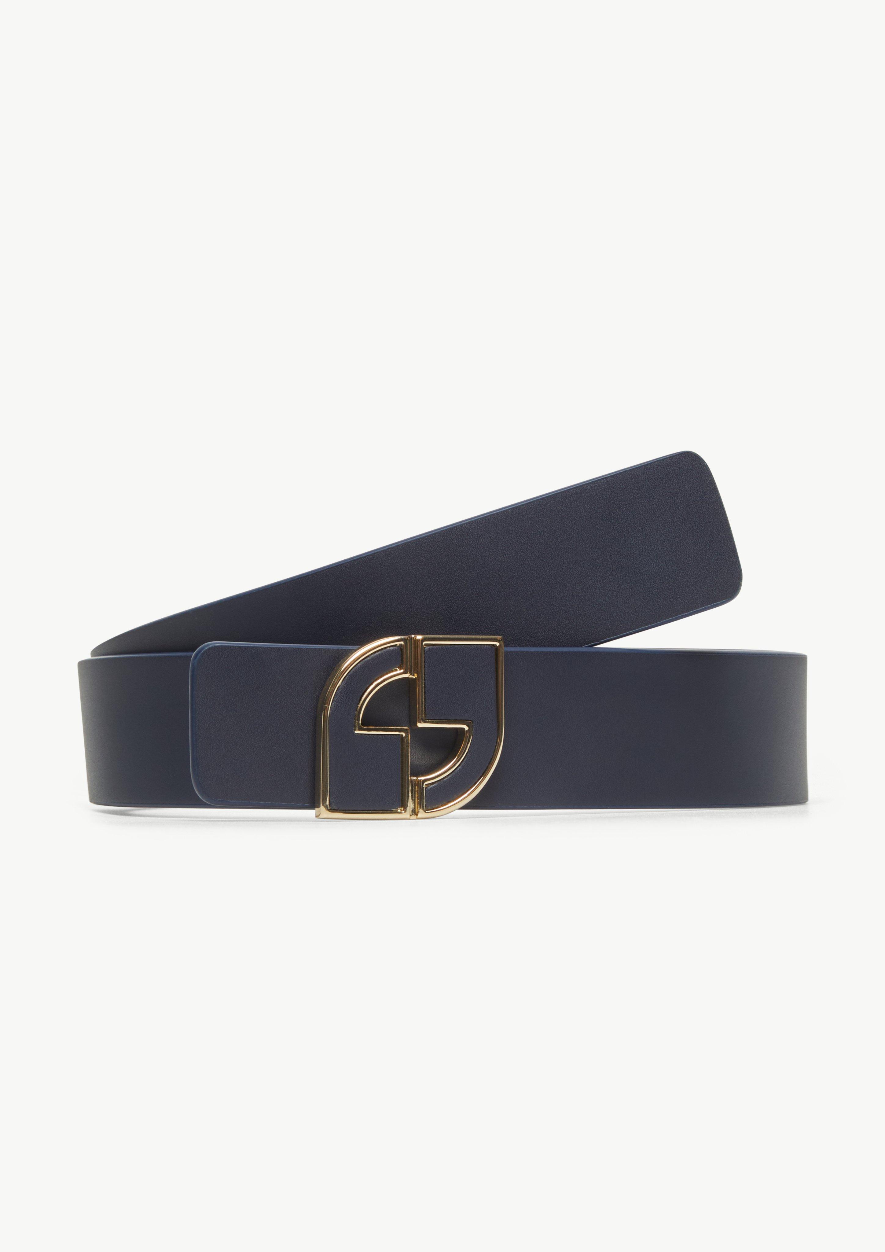 Wendegürtel mit lederbezogener Logoschließe - navy