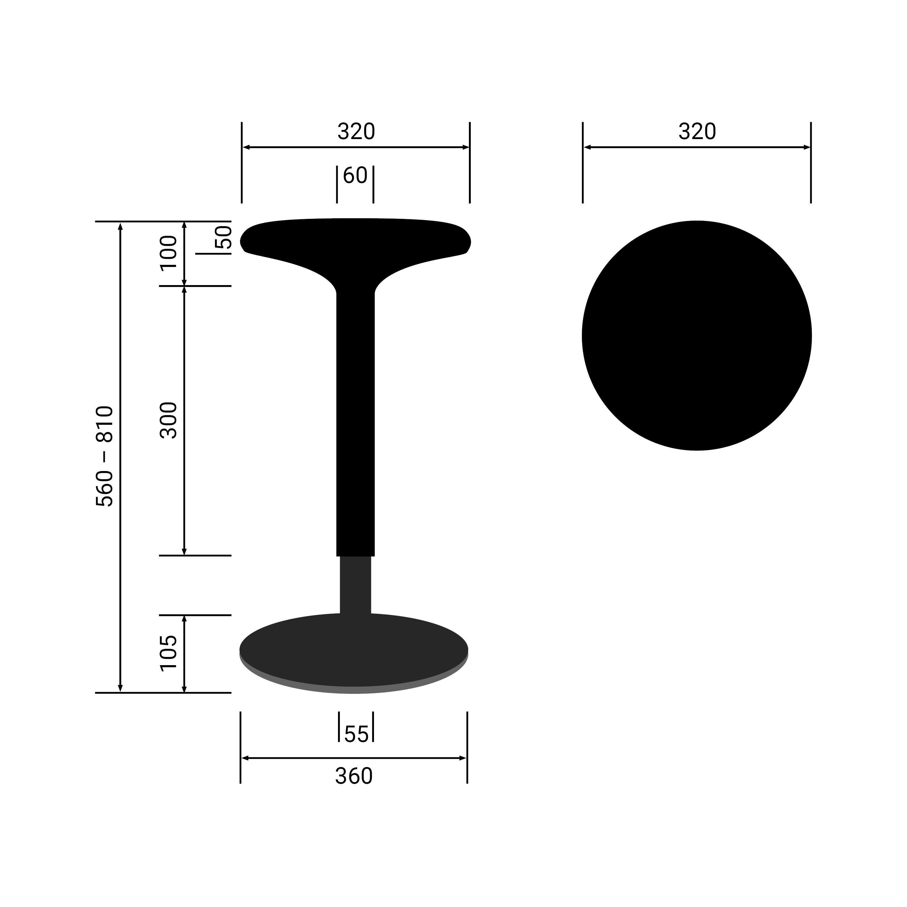 boho office® Stehhilfe, ergonomische Sitzhilfe in Schwarz, höhenverstellbar von 56-81 cm