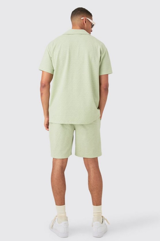 Oversize Jacquard-Hemd & Shorts
