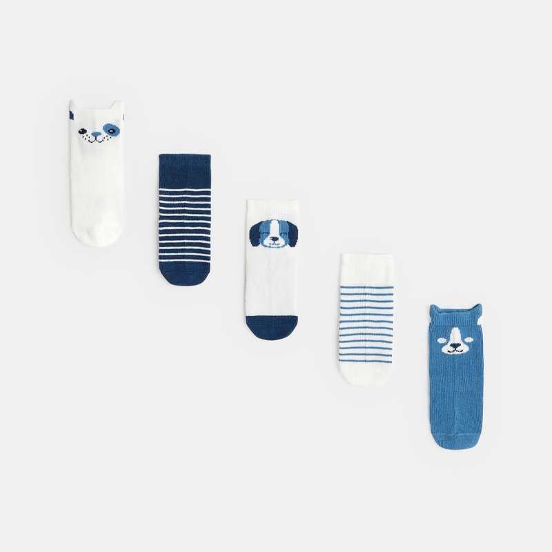 Chaussettes animaux (lot de 5) bleues bébé garçon