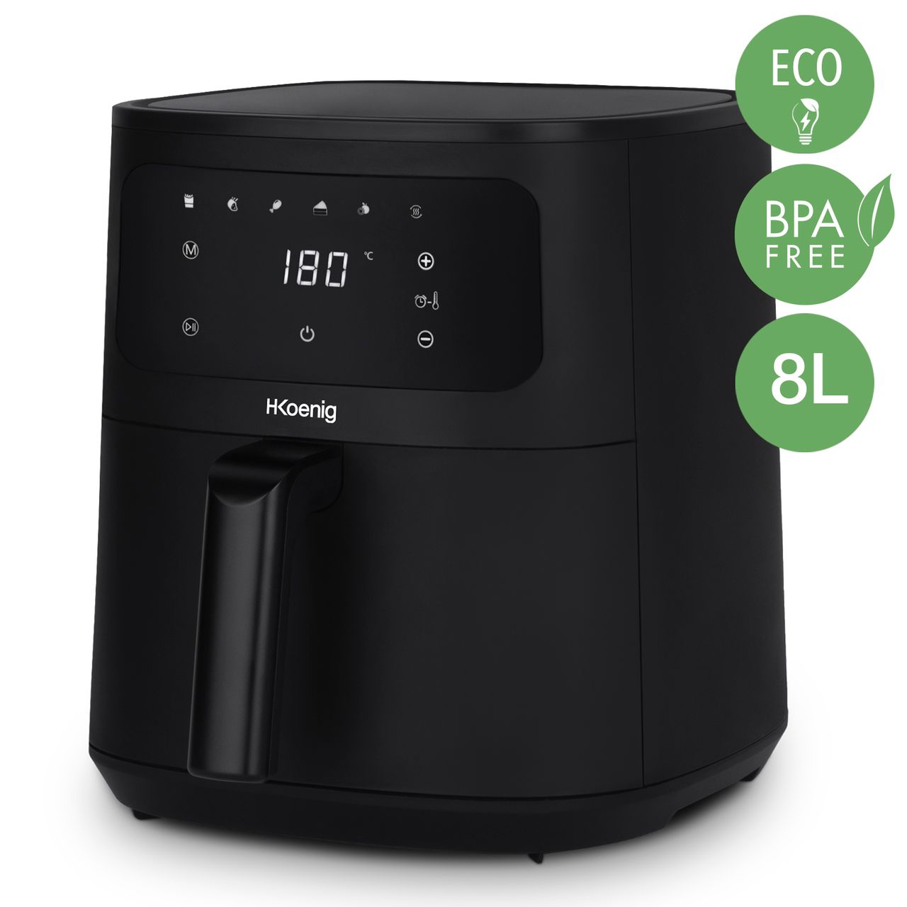 H. Koenig Heißluftfritteuse FRY880, 8L Kapazität, 1700W, bis 200°C