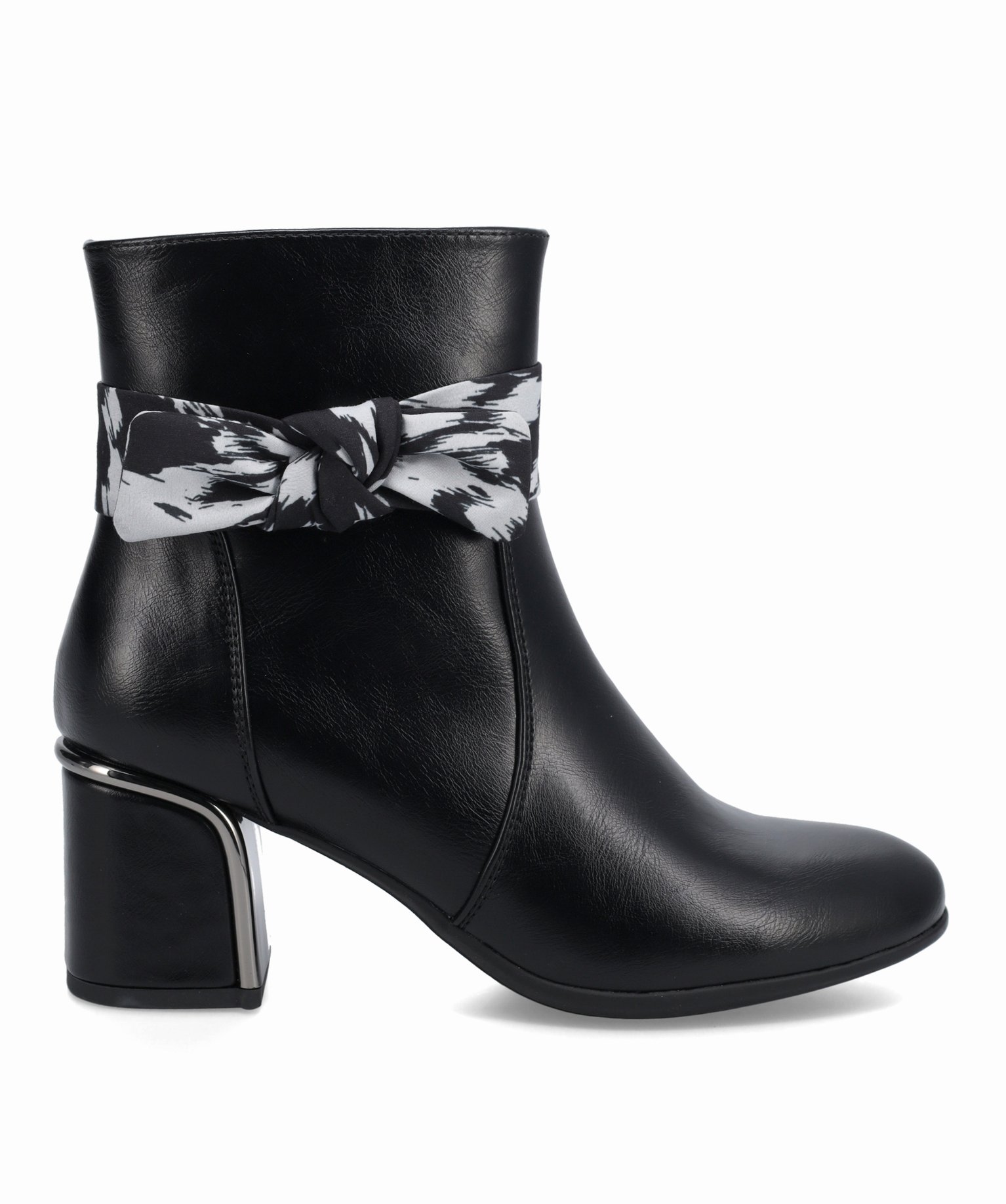 Boots femme unies à talon carré et bride foulard noir | GEMO