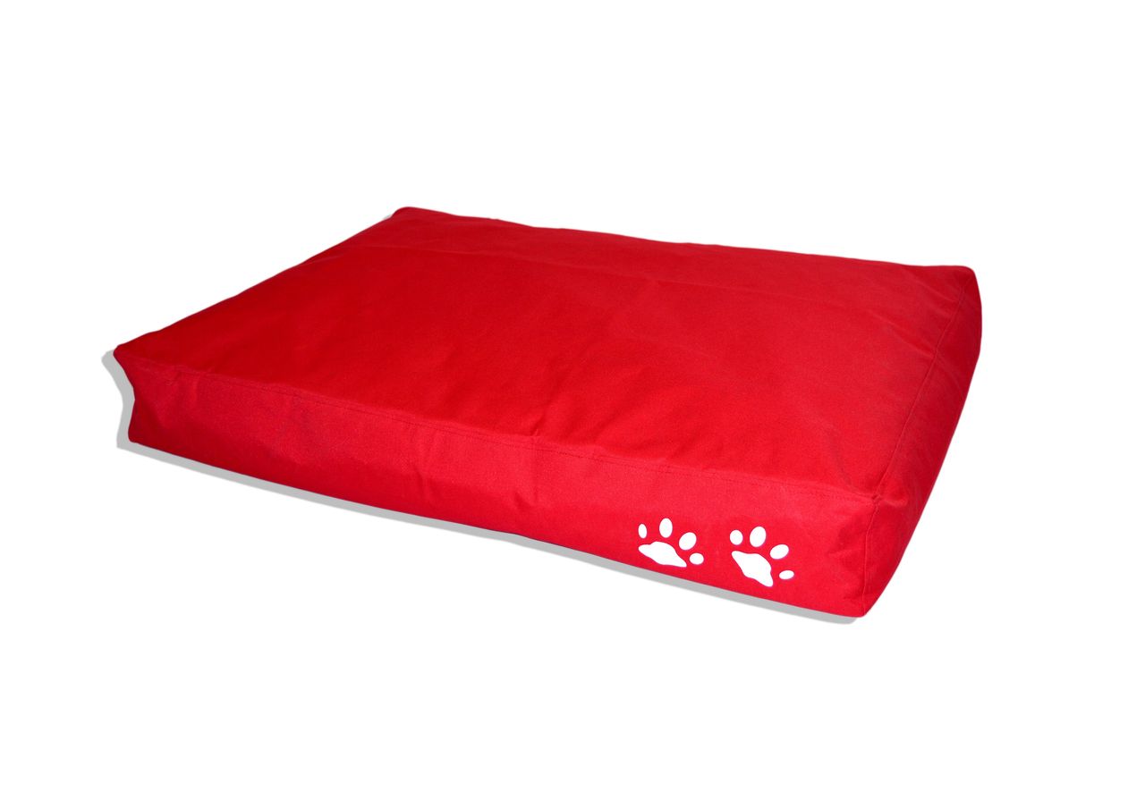 Kinzler Outdoorfähiges Tierkissen Quadratisch mit Pfotendruck, ca. 70x100x15 cm, Farbe: Rot
