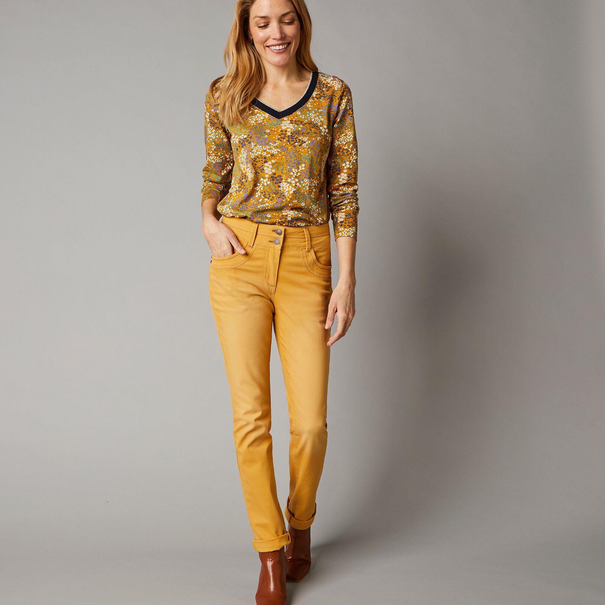Jean coupe droite stretch couleur